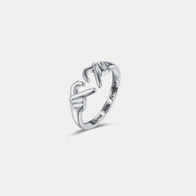 Hand Heart Shape 925 Sterling Silver Open Ring Silver 7