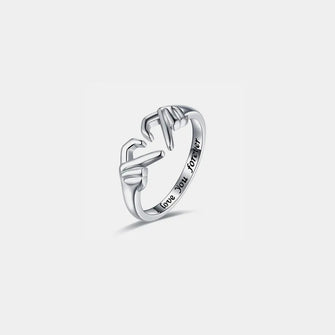 Hand Heart Shape 925 Sterling Silver Open Ring Silver 7