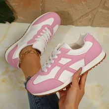 Contrast Lace Up Round Toe Sneakers Woman Sneakers