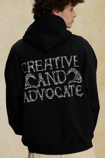 Men's Graphic Long Sleeve Hoodie Black