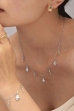 Stainless Steel Heart Charm Bracelet and Necklace Set Silver One Size