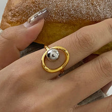 Two-Tone Orbital Bead Ring Gold One Size