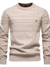 Men's Round Neck Striped Sweater Dust Storm