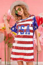 BiBi American Flag Theme Usa Print Sequin Dress Casual Dresses