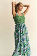 Davi & Dani Multi Smocked Bodice Geo Ruffle Strappy Midi Dress Casual Dresses
