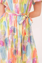 Lime 'N' Chili Watercolor Print Tie Front Midi Dress Casual Dresses