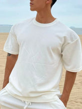 Men's Plus Size Round Neck Half Sleeve T-Shirt White