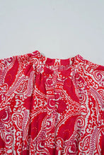 Paisley Print Side Slit Puff Sleeve High Waist Maxi Dress Casual Dresses