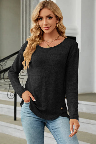 Round Neck Long Sleeve T-Shirt Black