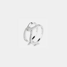 Twisted Inlaid Zircon Double-layered Ring Silver