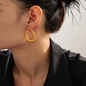 18K Gold-Plated Twisted Earrings Gold One Size