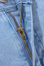 Pleated Patchwork Panel Lightweight Denim Shorts Denim Shorts