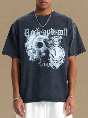 Men's Graphic Round Neck Half Sleeve T-Shirt Black