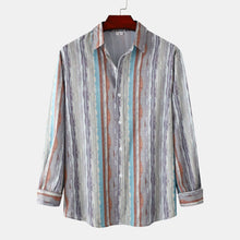 Men's Casual Vintage Striped Long Sleeve Button-Down Shirt Stripe