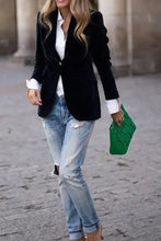 One Button Lapel Collar Long Sleeve Blazer Woman Outerwear