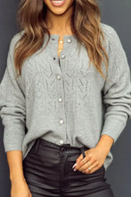 Openwork Button Down Long Sleeve Cardigan Woman Outerwear