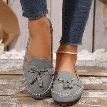 Round Toe Flat Slip-Ons Gray