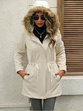 Drawstrig Zip Up Hooded Jacket Woman Outerwear