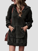 Half Zip Dropped Shoulder Oversized Hoodie Black Woman Sweatshirts