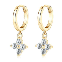 925 Sterling Silver Moissanite Hoop Drop Earrings Gold One Size