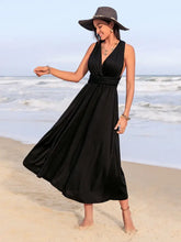 Surplice Sleeveless Ruched Midi Dress Casual Dresses