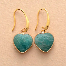 Natural Stone Heart Drop Earrings Earrings