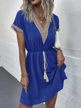 Full Size Tassel V-Neck Short Sleeve Dress Plus Size