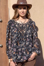 Printed Round Neck Long Sleeve Blouse Woman Blouses