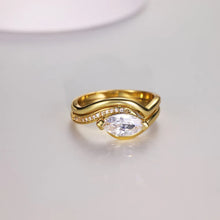 1 Carat Moissanite 925 Sterling Silver 2pcs Ring Set Gold