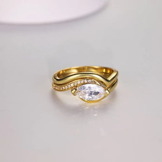 1 Carat Moissanite 925 Sterling Silver 2pcs Ring Set Gold