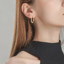 Inlaid Moissanite 925 Sterling Silver C-Hoop Earrings Gold One Size