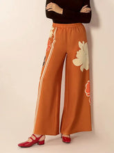 Printed Elastic Waist Wide Leg Pants Woman Pants