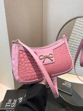 Bow PU Leather Shoulder Bag Pink One Size Shoulder Bags