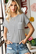 Striped Round Neck Short Sleeve Tee Stripe Woman T Shirts