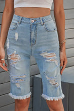 Distressed Raw Hem Denim Bermuda Shorts Denim Shorts