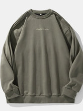 Men's Letter Round Neck Long Sleeve Sweatshirt Moss