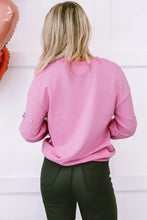 Pearl Round Neck Dropped Shoulder Sweatshirt Woman Sweatshirts