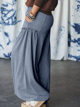 Gray casual wide leg drawstring pants with ruched waistband made of soft fabric for comfortable wear