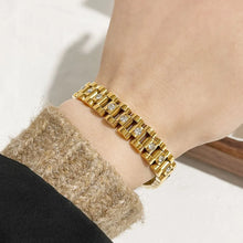 18K Gold-Plated Inlaid Rhinestone Chain Bracelet Gold One Size