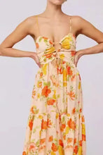 Floral Print Tie Front Tiered Maxi Dress Woman Maxi Dress