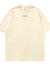 Men's Letter Back Round Neck Half Sleeve T-Shirt Cream