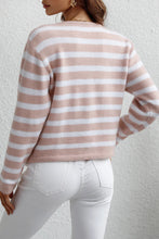 Striped Button Down Long Sleeve Cardigan Woman Outerwear