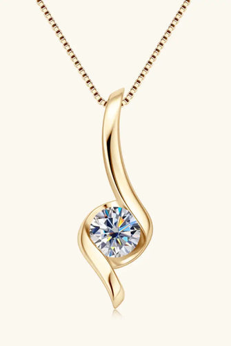 1 Carat Moissanite 925 Sterling Silver Necklace Gold One Size Necklaces