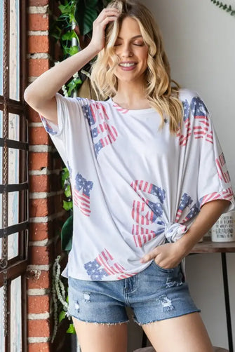 HOPELY Letter Graphic Round Neck T-Shirt Off-White Woman T Shirts