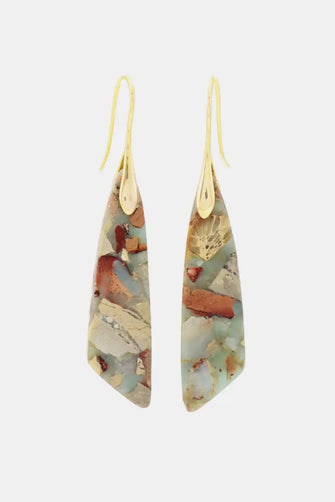 Handmade Natural Stone Dangle Earrings Gold One Size Earrings