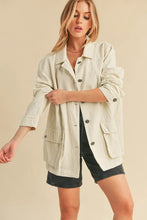 Aemi + Co Seam Detail Button Up Jacket with Pockets Ivory Woman Outerwear