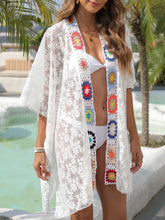 Crochet Open Front Cover-Up White One Size