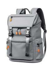 Oxford Cloth Multi-Pockets Backpack Bag Gray One Size