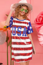 BiBi American Flag Theme Usa Print Sequin Dress Casual Dresses