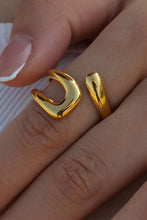 18K Gold-Plated Geometric Gold Twisted Open Ring Gold One Size